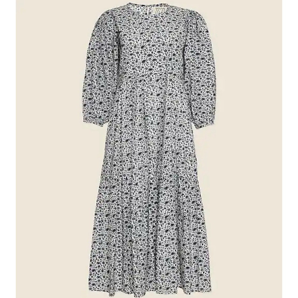 SZ‎ Blockprints Cotton Orti Dress in Blue Floral Small S